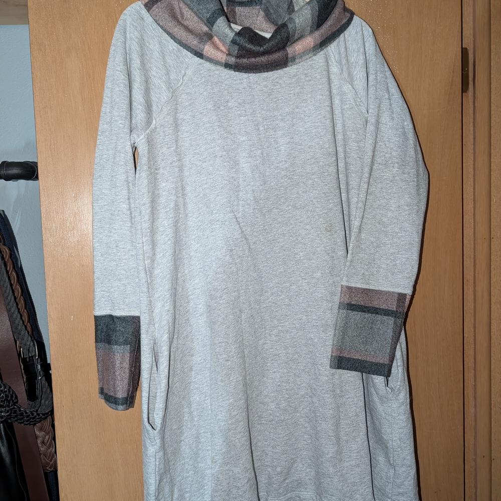 Maurices Gray Plaid Cowl Neck Dress
